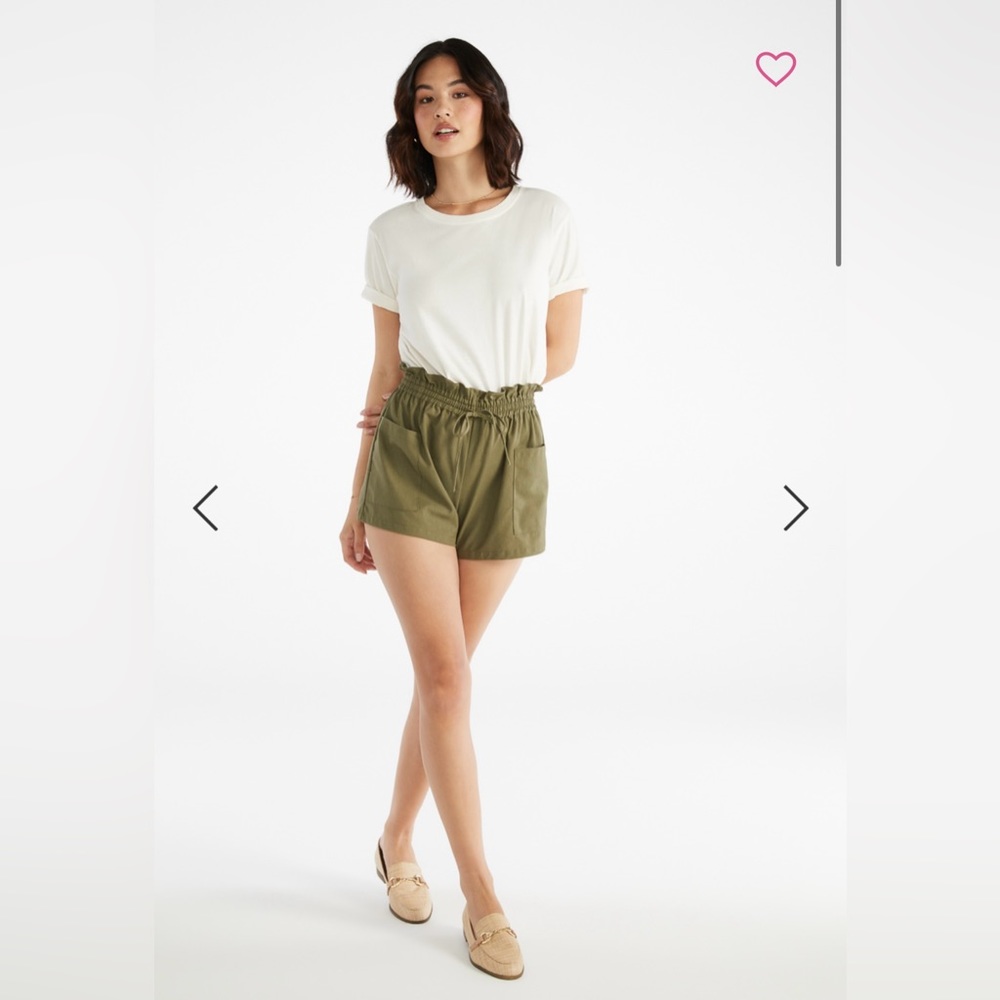 Paper bag Linen Shorts (Burnt olive, size XXL)